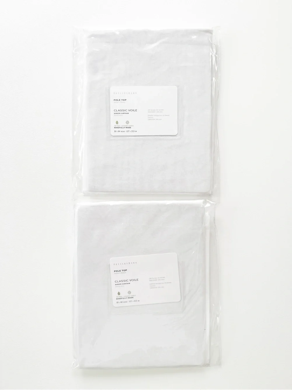 Pottery Barn Classic Voile Drape Set of 2 Panels in White | 84”